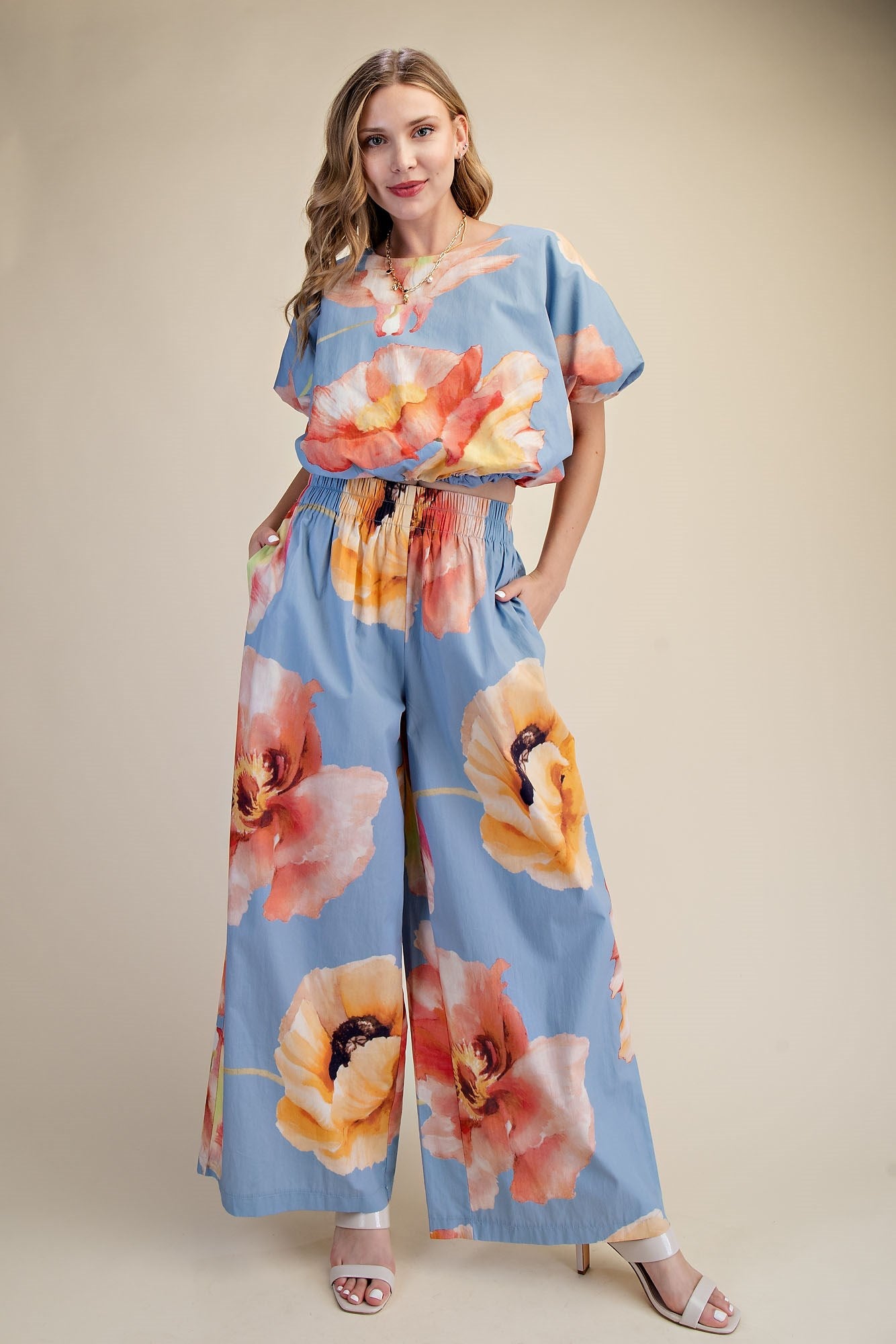 High Waist Flower Pants