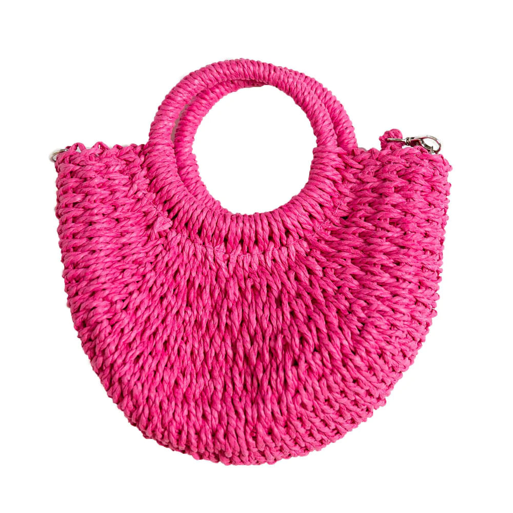 Fuchsia Lottie Rattan Crossbody