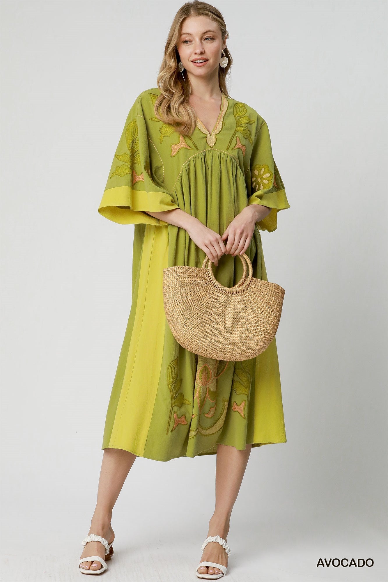 Ava Avocado Floral Maxi Dress