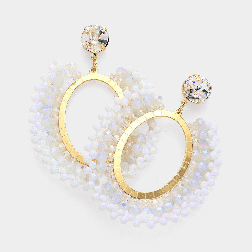 White Faceted Beaded Earrings