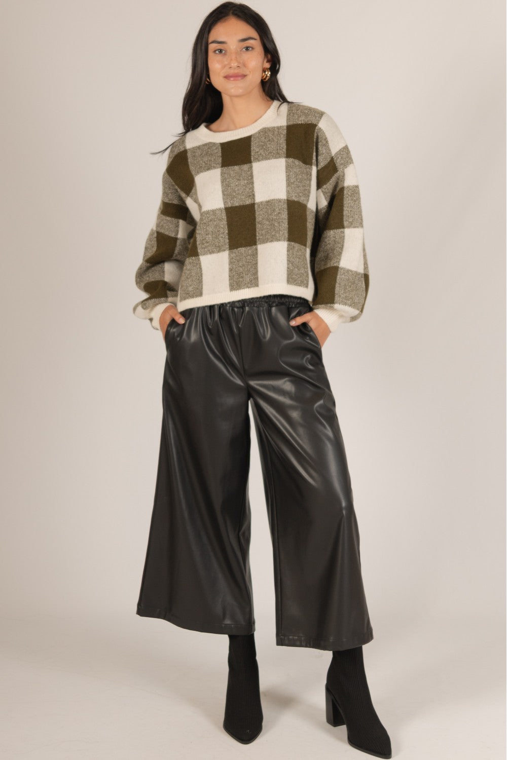 Faux Leather Black Culotte Pants