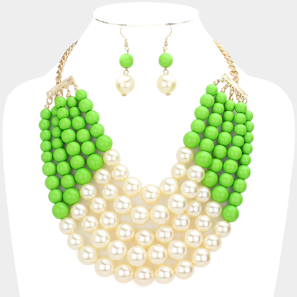Green and Cream Chunky Pearls