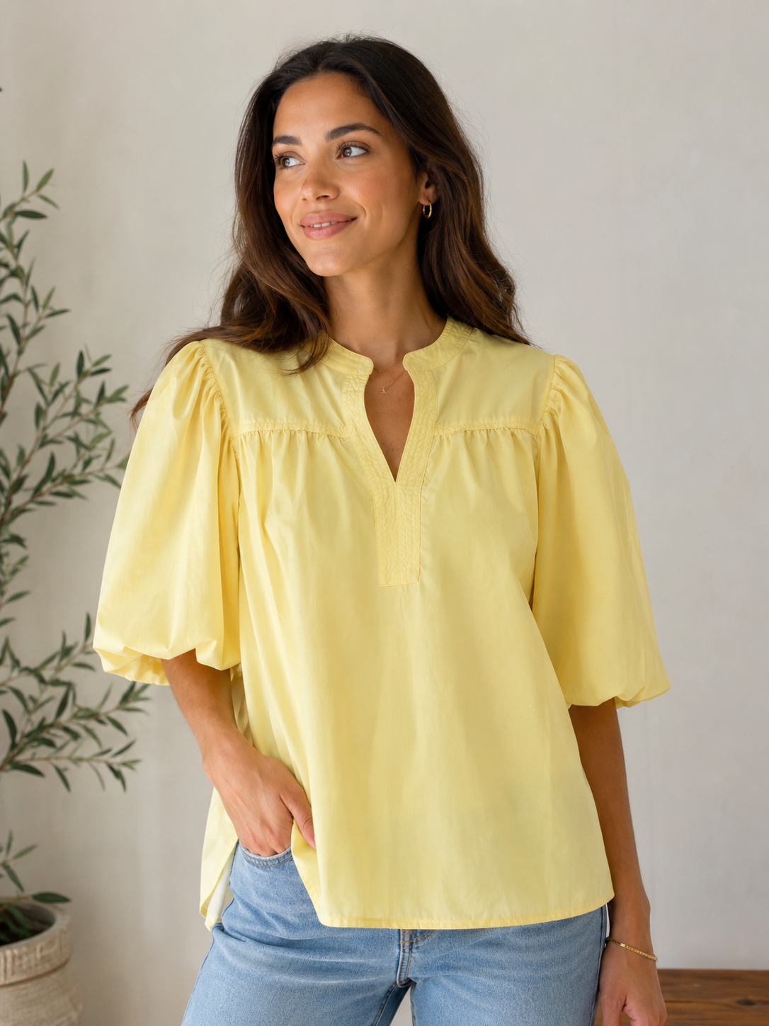 Butter Yellow Balloon Sleeve Top