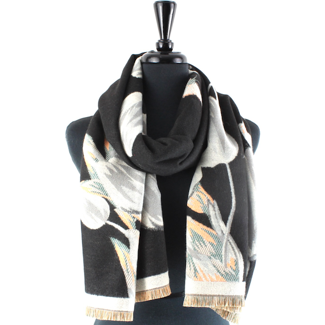 Black Floral Scarf