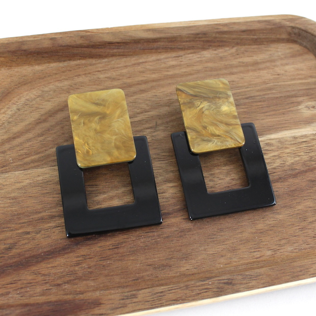 Black Antique Marbled Earrings