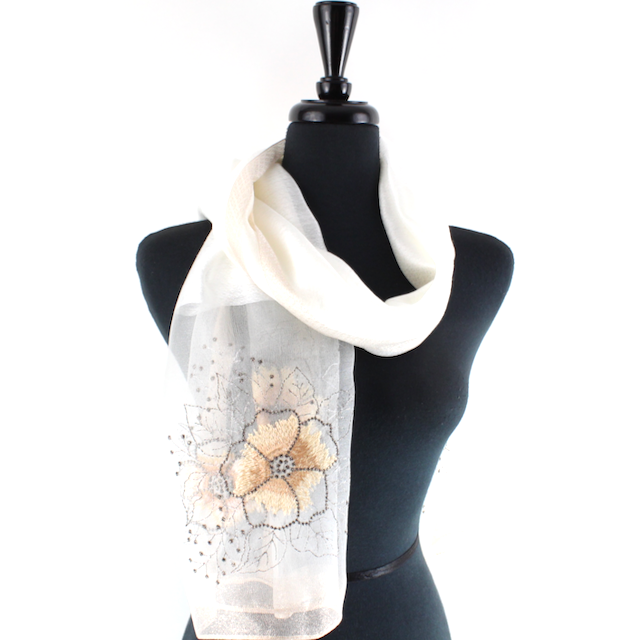 Cream Milan Petals Scarf