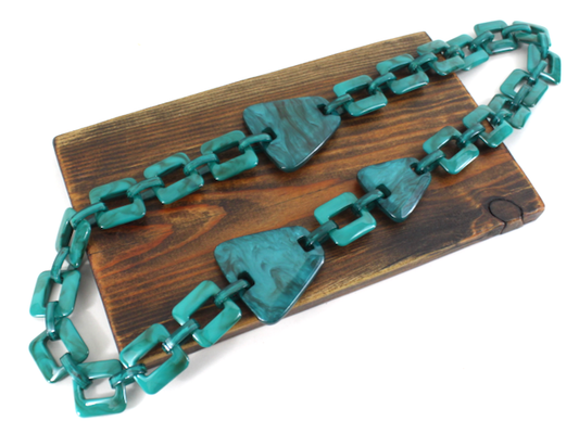 Green Chunky Links Necklace