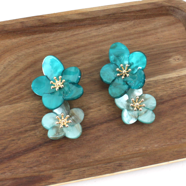 Teal Floral Drops Necklace