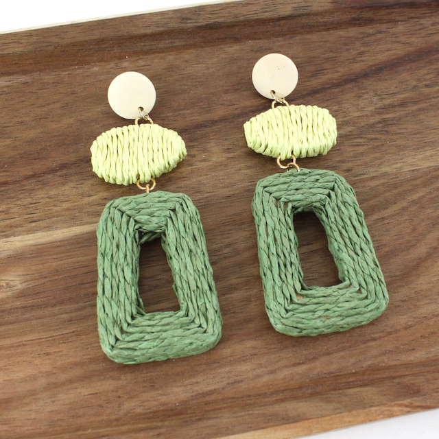 Green Wrapped Tropical Earrings
