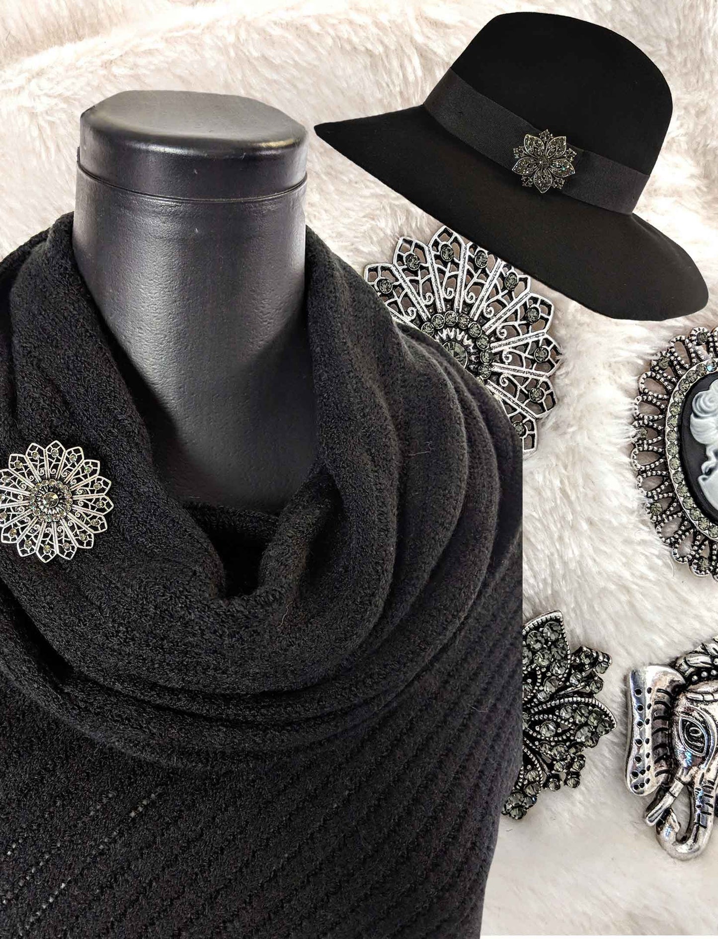 Silver Mandala Magnetic Brooch