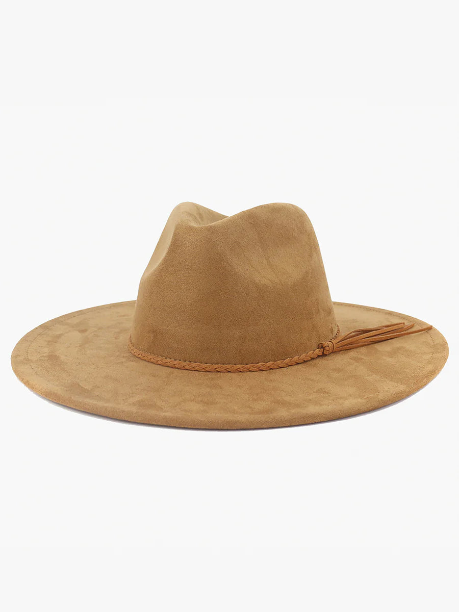 Tan Atlas Braided Fedora