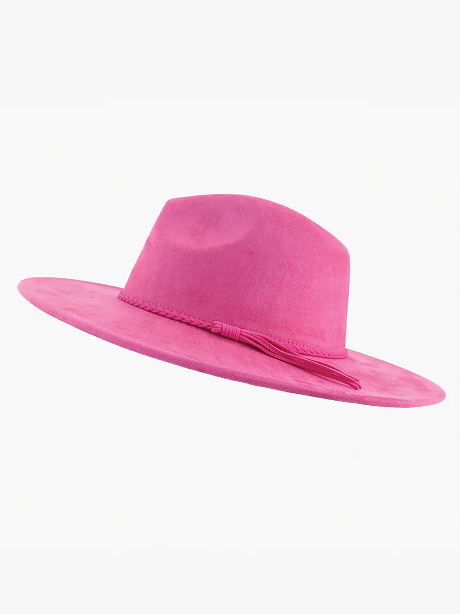 Pink Atlas Braided Fedora