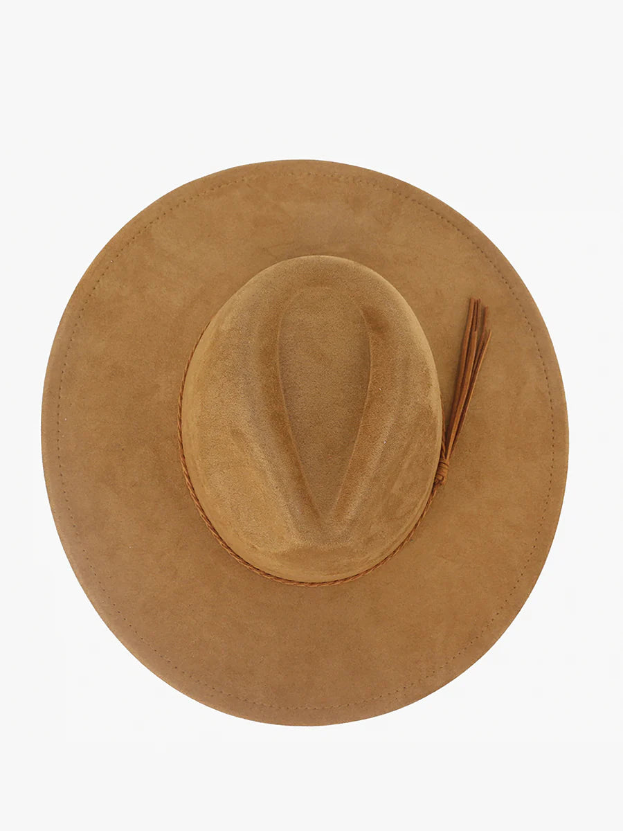 Tan Atlas Braided Fedora