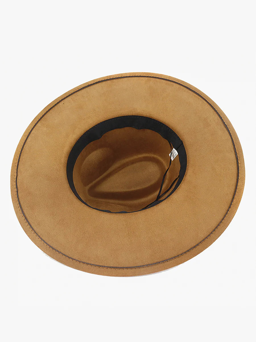 Tan Atlas Braided Fedora