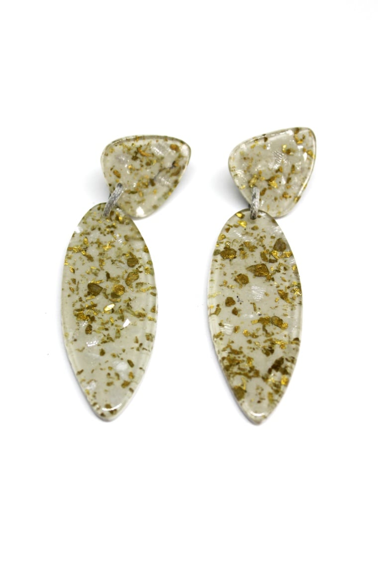 Grey Gold Resin Clip-ons