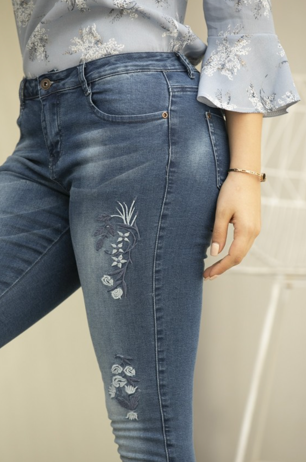 Floral Distressed Jeans