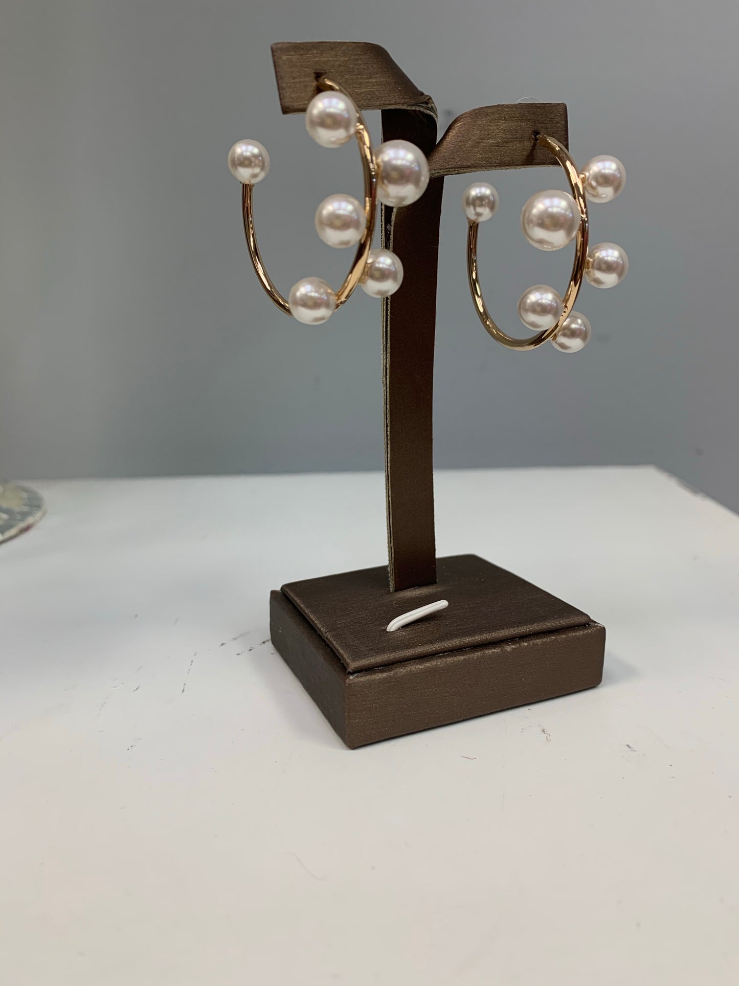 Gold Pearl Hoops