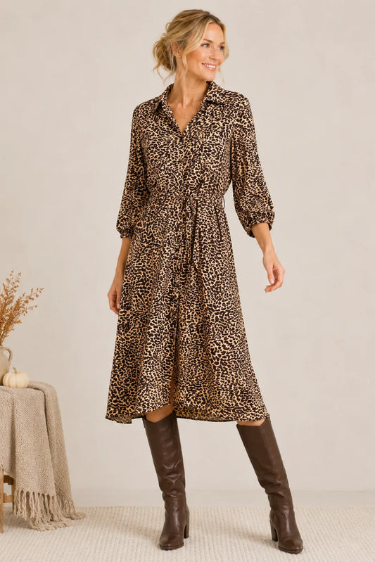 Wildly Chic Animal Print Midi Dress