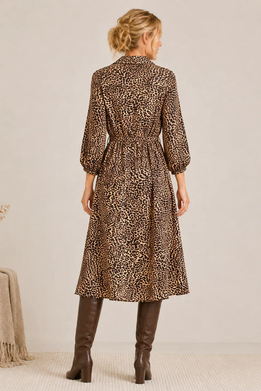 Wildly Chic Animal Print Midi Dress