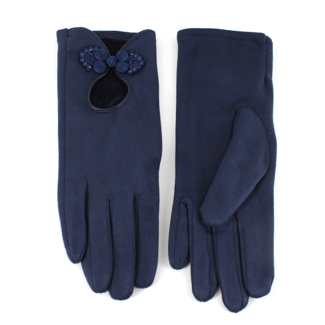 Navy Rosette Gloves