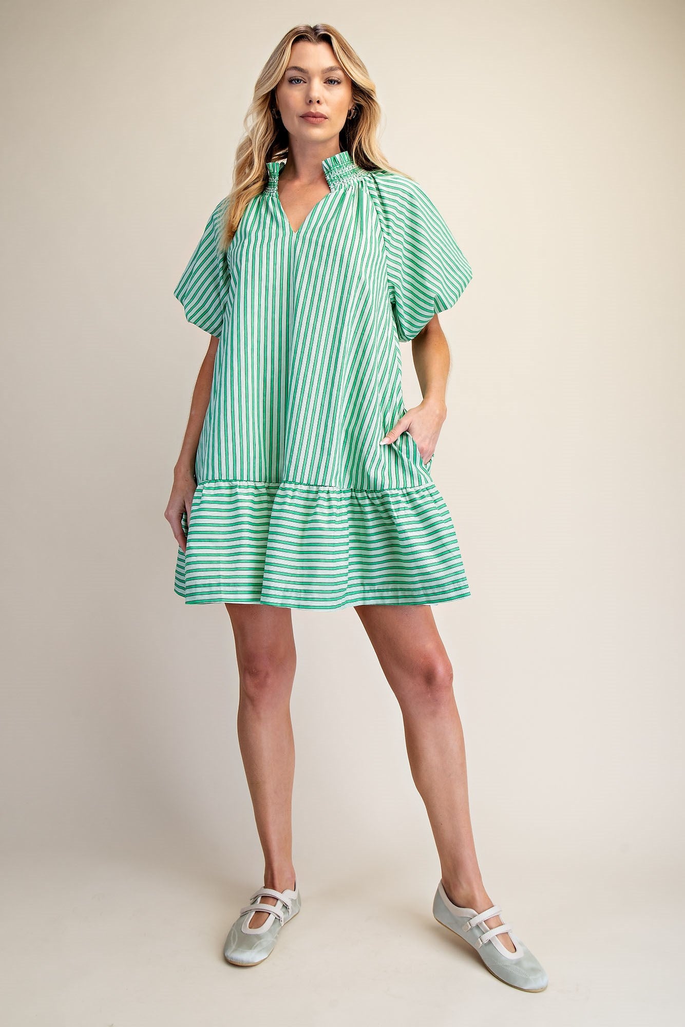 Rita Ruffled Striped Dress