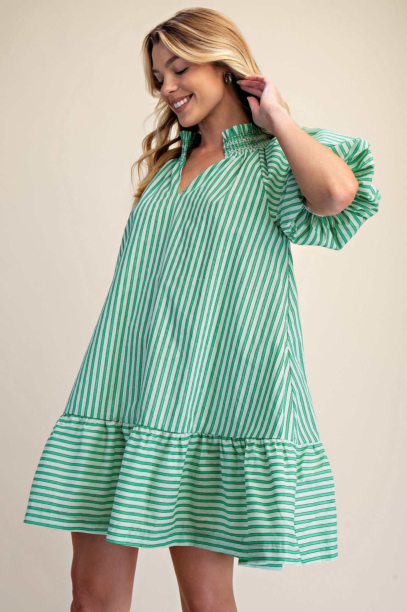 Rita Ruffled Striped Dress