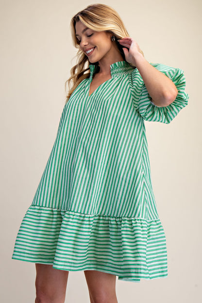 Rita Ruffled Striped Dress