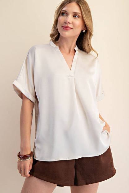 Simply Chic Satin Top – Cream