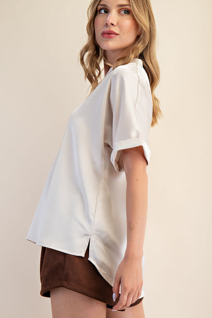 Simply Chic Satin Top – Cream