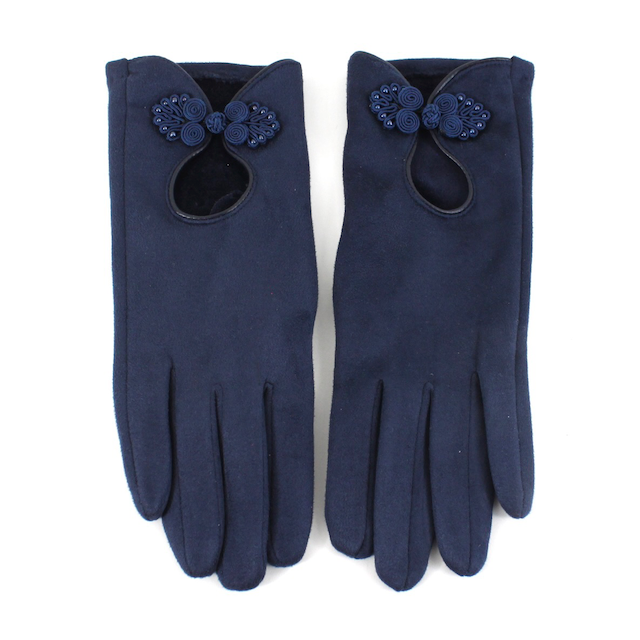 Navy Rosette Gloves