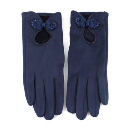 Navy Rosette Gloves