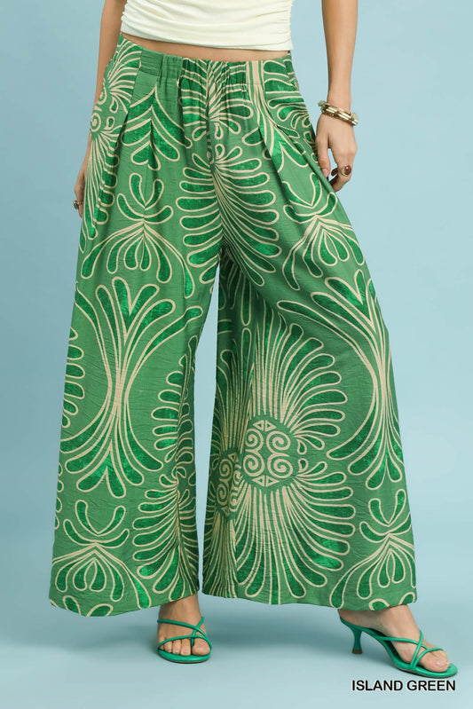Tropical Swirl Wide Leg Pants