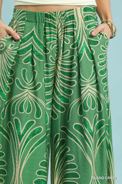 Tropical Swirl Wide Leg Pants