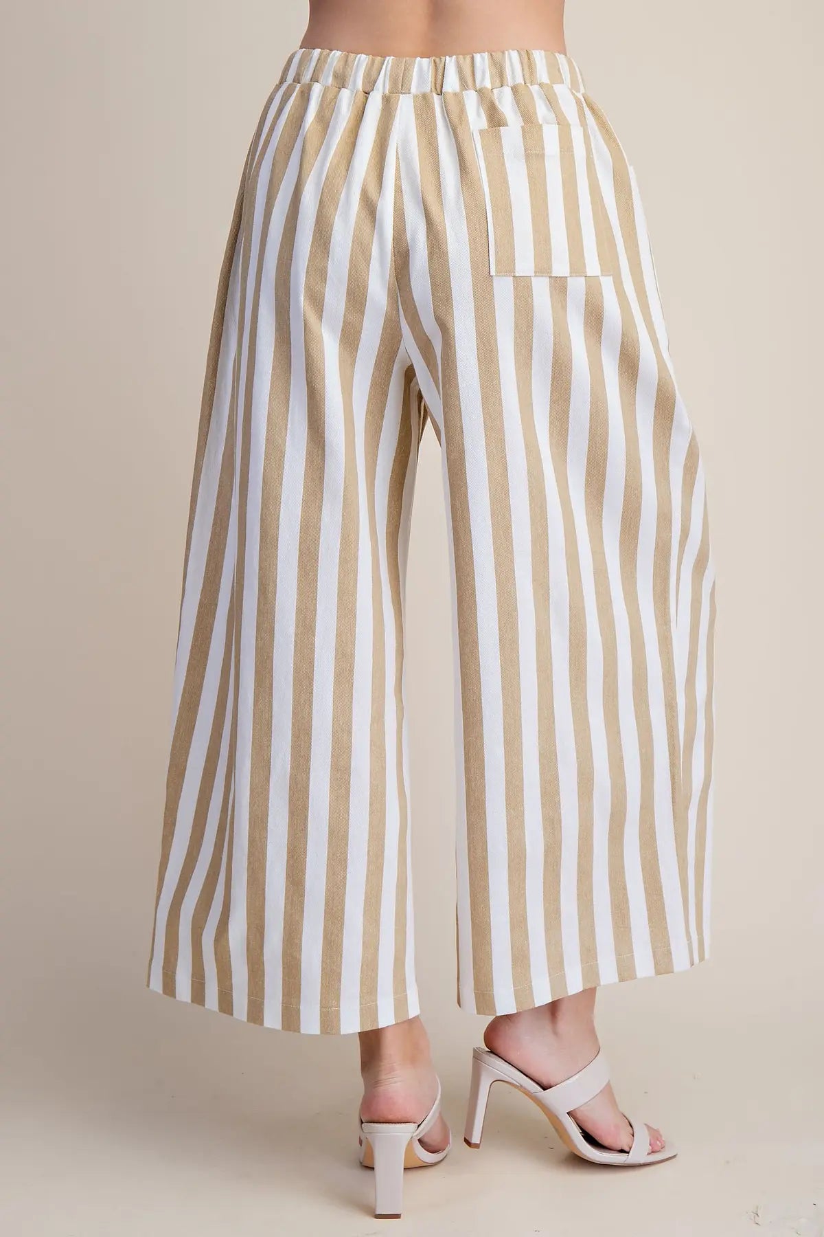 Taupe Striped Drawstring Pants