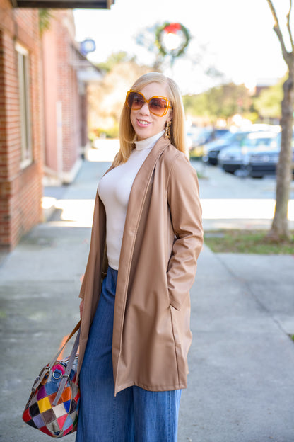 Milk Chocolate Leather Coat