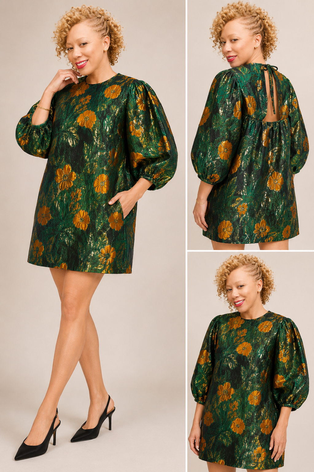 Golden Garden Jacquard Dress