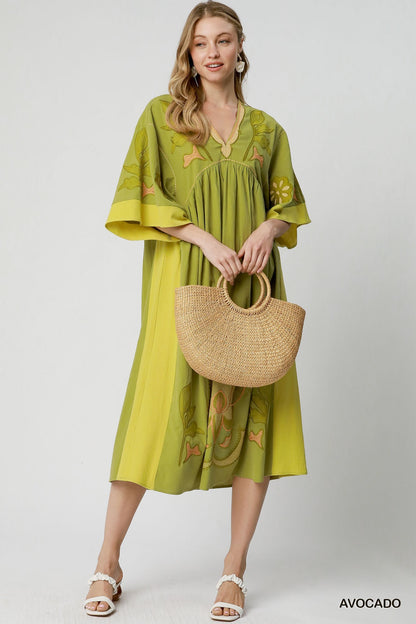 Ava Avocado Floral Maxi Dress