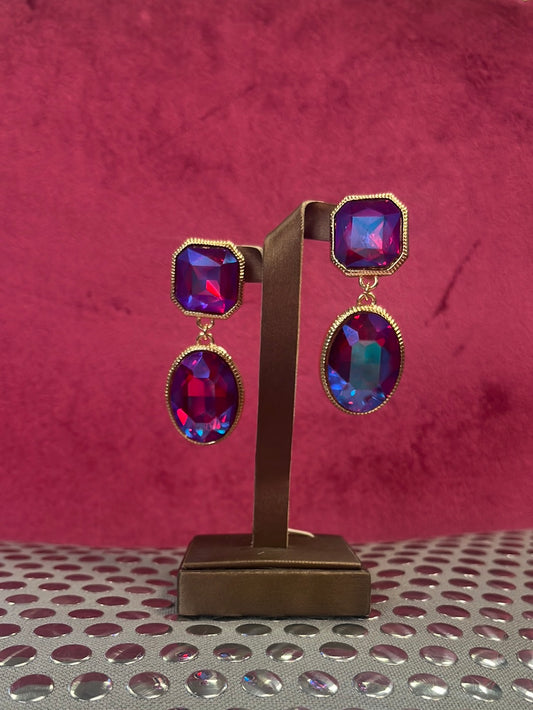 Iridescent Jeweled Clip-Ons
