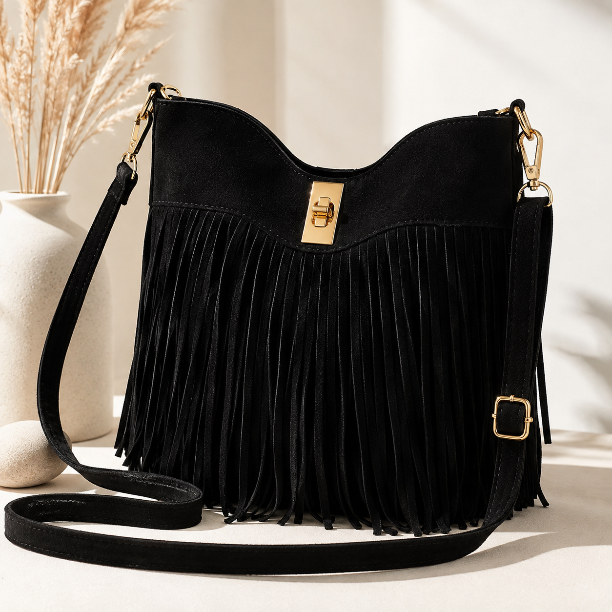 Midnight Fringe Crossbody Bag