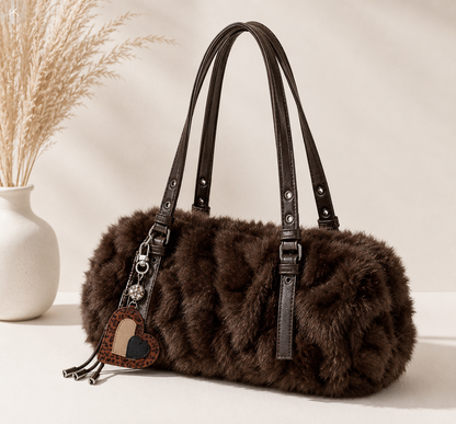 Chocolate Wild Luxe Faux Fur Shoulder Bag