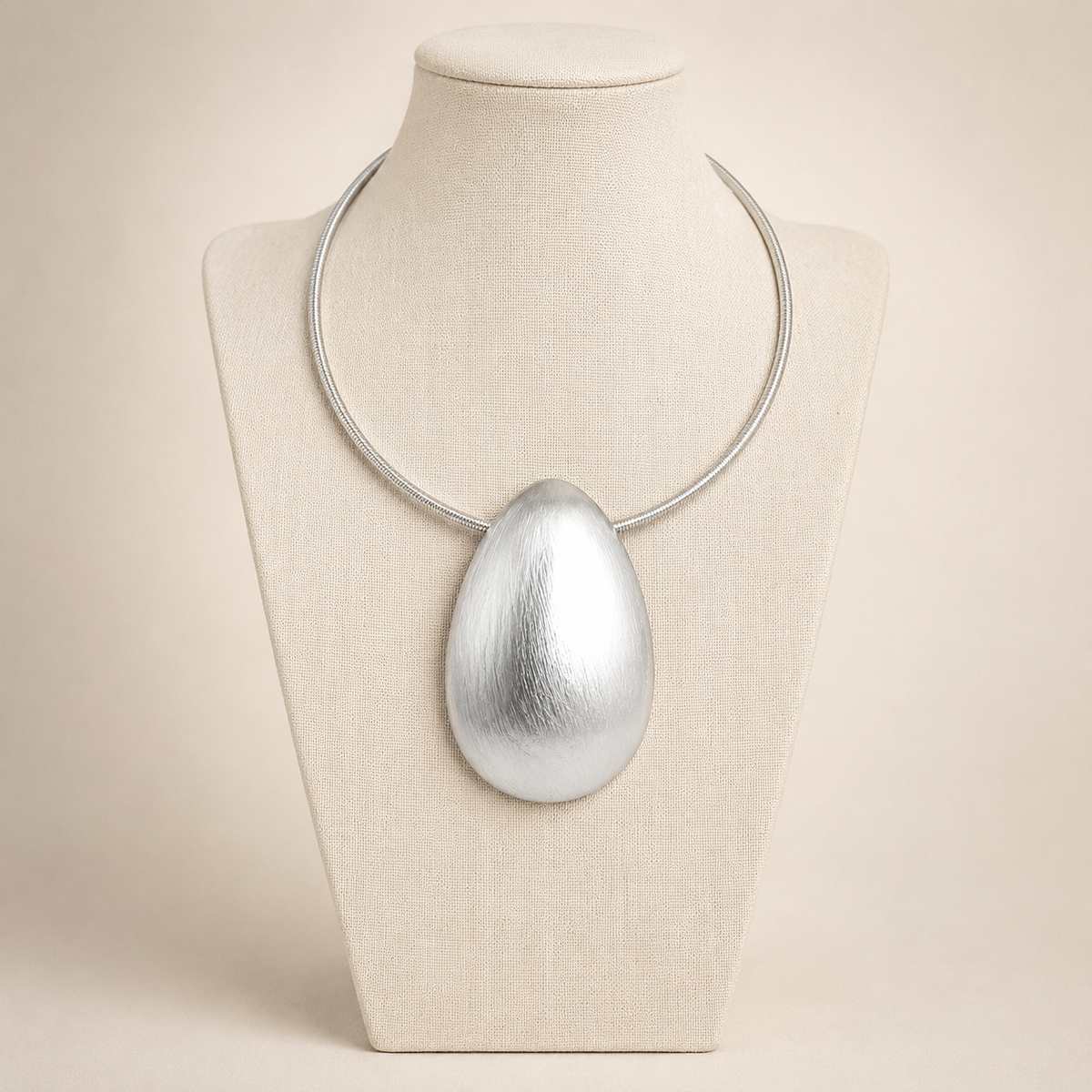Silver Teardrop Statement Necklace