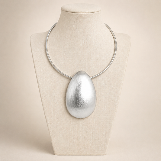 Silver Teardrop Statement Necklace