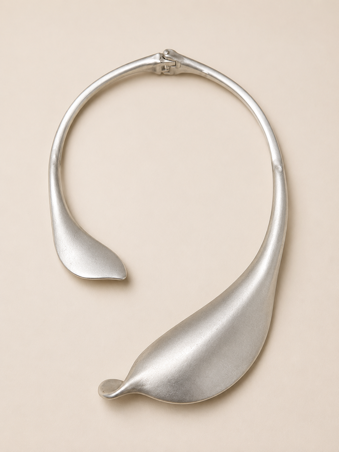 Silver Sculptural Statement Collar Necklace