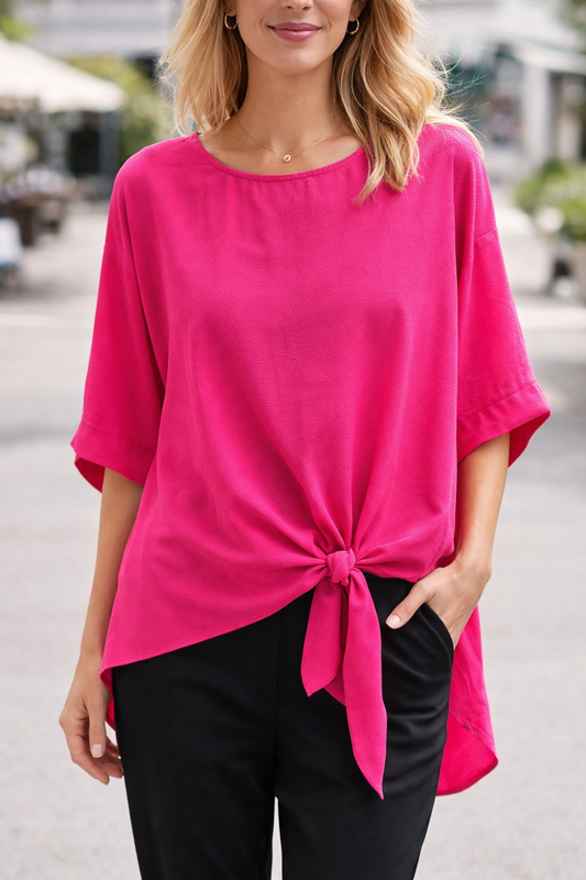Fuchsia Front Tie Blouse