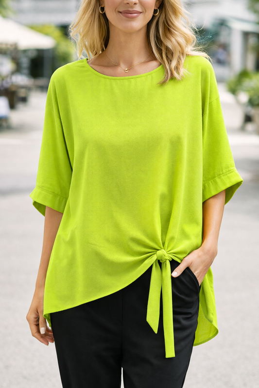 Lime Front Tie Blouse