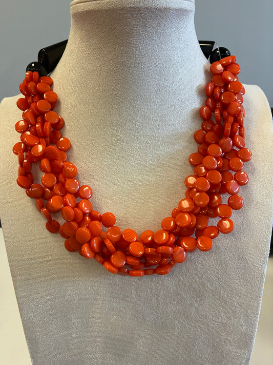 Sunny Orange Beaded Necklace