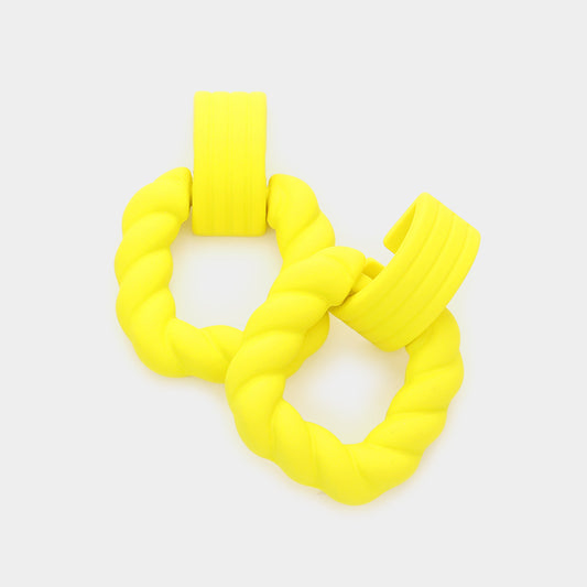 Yellow Twisted Earrings
