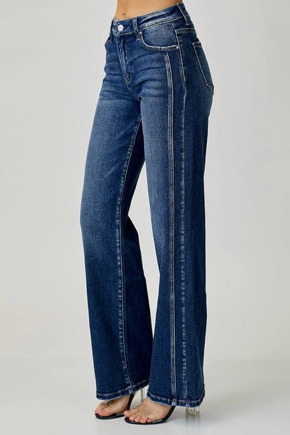 Mid Rise Straight Leg Jeans