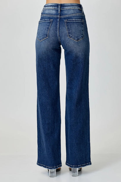 Mid Rise Straight Leg Jeans