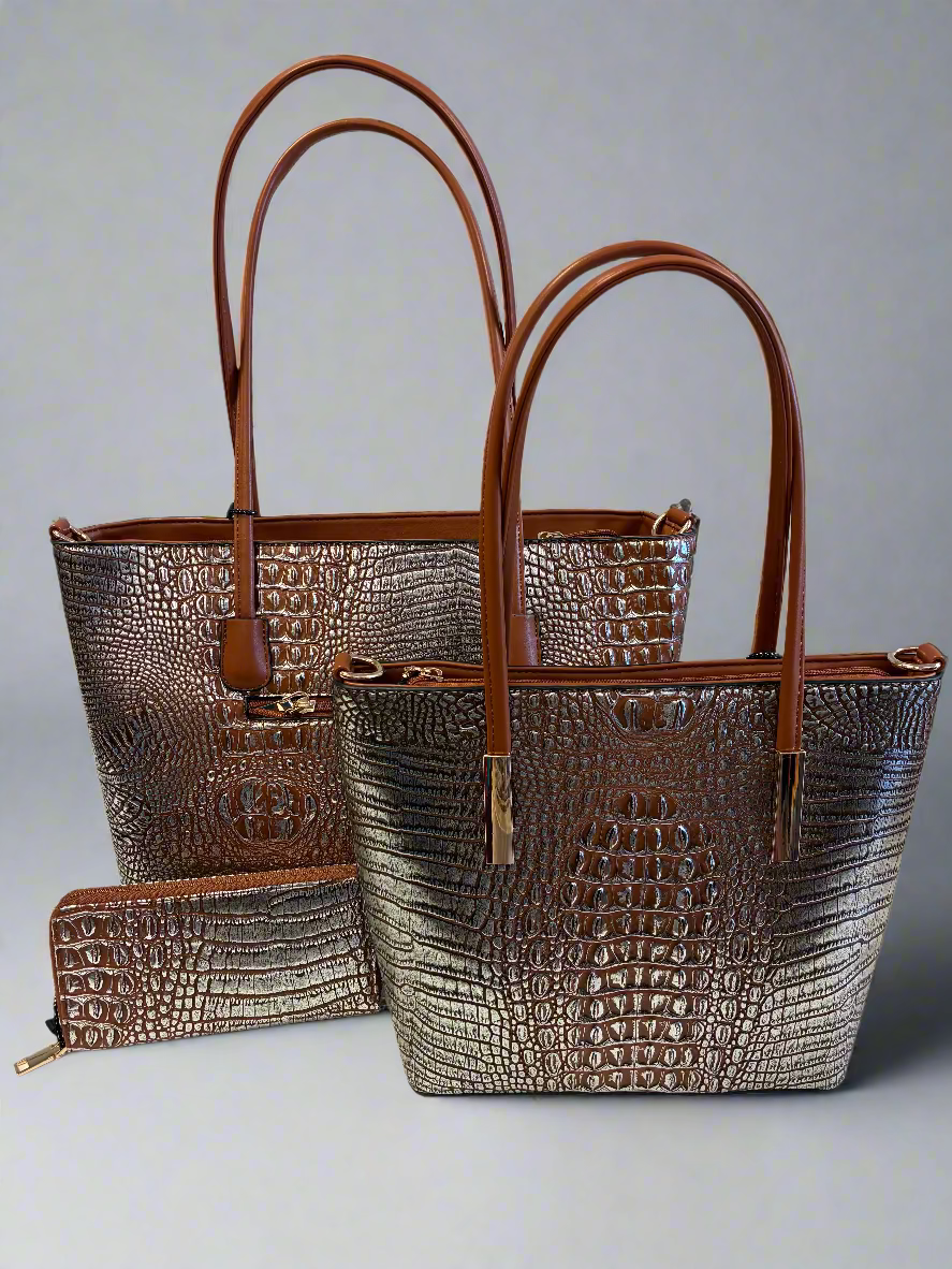 Silver Serpent 3-Piece Tote Set